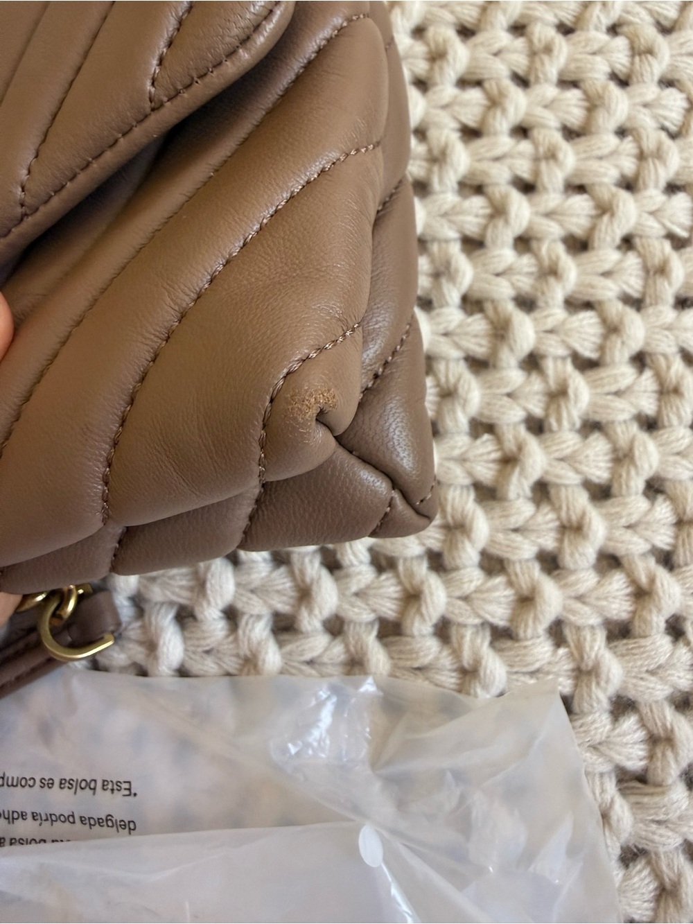 Quince Italian Leather Quilted Wallet Crossbody - Taupe Brown - Picture 9 of 9